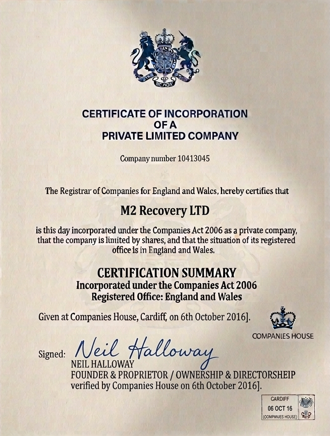 M2 Recovery Certificate